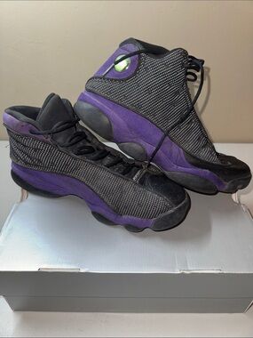 Jordan Retro High-Top Sneakers in Black and Purple